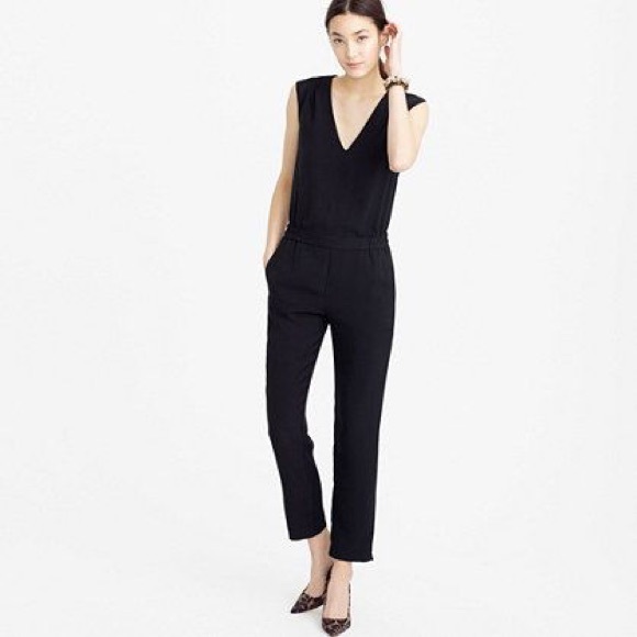 JCrew Black Drapey Oxford Jumpsuit