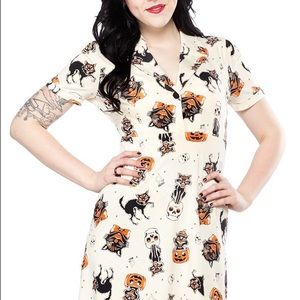 Sourpuss Rosie dress in Black Cats XL