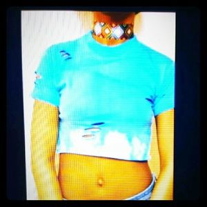 Blue splash crop top chocker