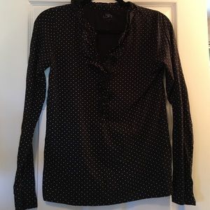 LOFT long sleeve black polka dog shirt