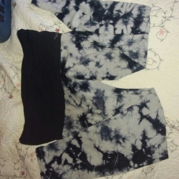 RARE PINK FOLD-over yoga tie-dyed leggings