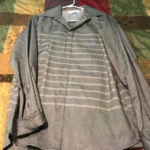 Medium grey with stripes long sleeved mens shirt