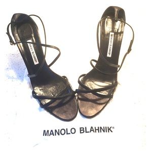 Manolo Blahnik black scrappy heels