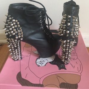 Jefferey Campbell Lita booties with spiked heel.