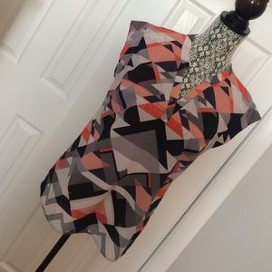 Abstract short sleeve blouse