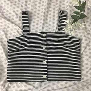 Navy/White Structured Crop Tank