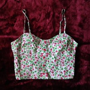 Strawberry print bralette crop top