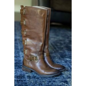Vintage Cognac Buckled Tall Boot
