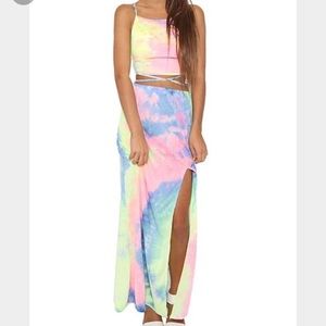Mink gal pastel tie dye crop top skirt set