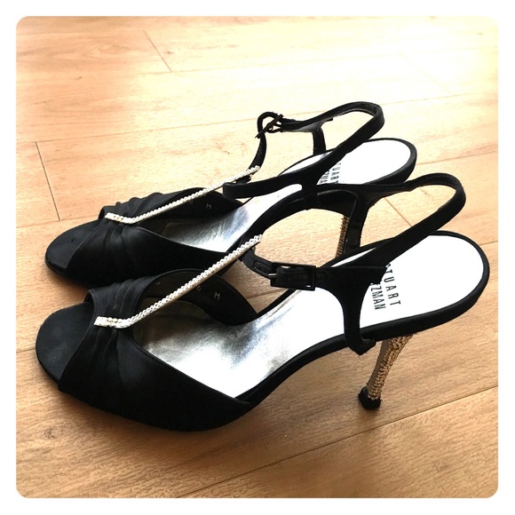 Stuart Weitzman T strap Deco Style Heels