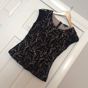 Black lace peplum blouse