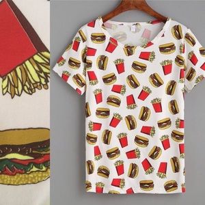 Hamburger and fries tee
