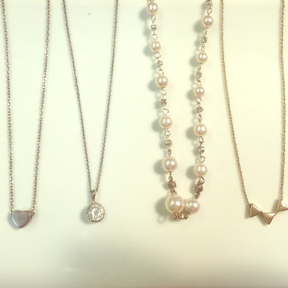 Beautiful dainty silver necklace bundle