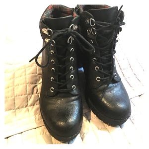 Black combat boot style ankle booties
