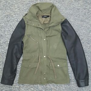 Utility Jacket With Leather Sleeves