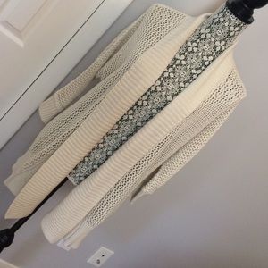 Cream 3/4 sleeve open cardigan