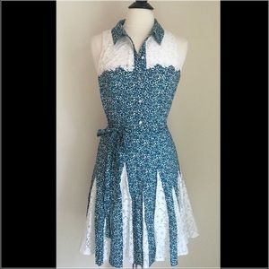 Betsey Johnson Dress- Blue Floral Eyelet Lace