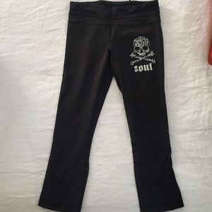 Lululemon black inspire crop w/ SoulCycle design