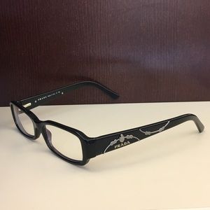 Prada Eyeglasses w/ Prada Case - Black with Silver
