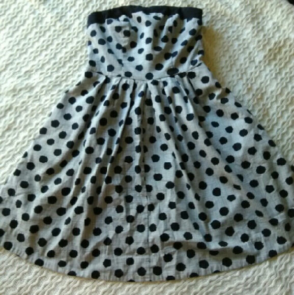 Cute strapless polka dot a-line dress