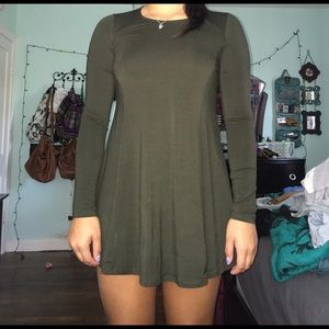 long sleeve olive green dress