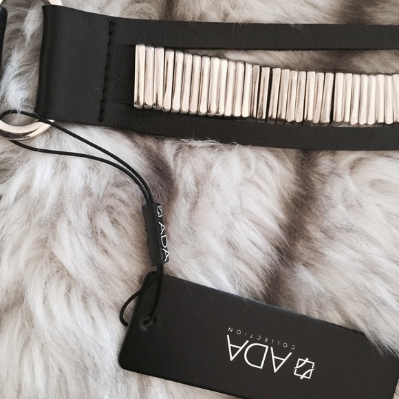 Nasty Gal ADA Black leather wrap Obi silver belt