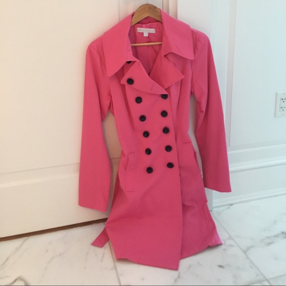 SALE🎀 Barbie Style NY & Co Bubblegum Pink Raincoat Trench Coat - Picture 2 of 4