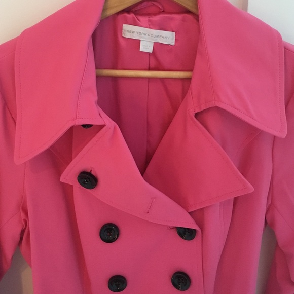 SALE🎀 Barbie Style NY & Co Bubblegum Pink Raincoat Trench Coat - Picture 3 of 4