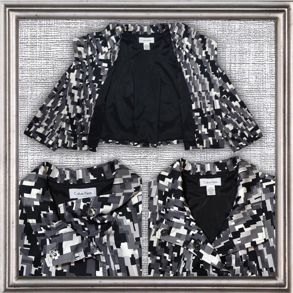 Calvin Klein Cotton 3/4 Sleeve Trapeze Blazer XS 4 - Picture 3 of 4