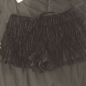 black fringe shorts