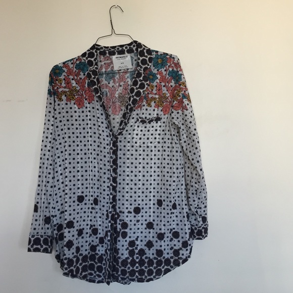 Free People print button down shirt