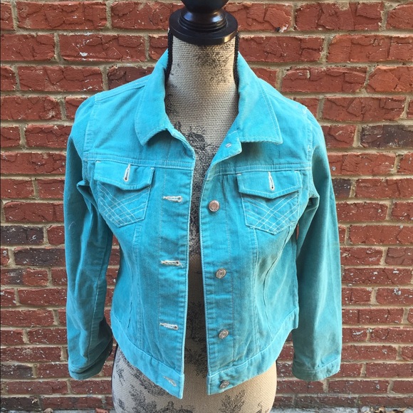 Turquoise Corduroy Jean Jacket
