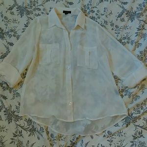 Sheer Button-down Blouse