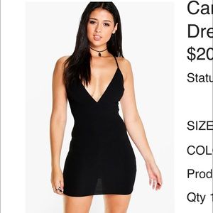 Strappy plunge neck bodycon dress