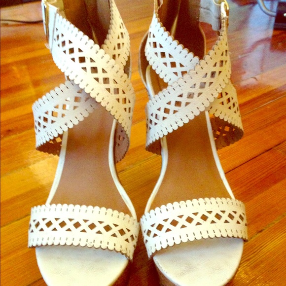 Charlotte Russe cork wedge w/ white straps size8.5