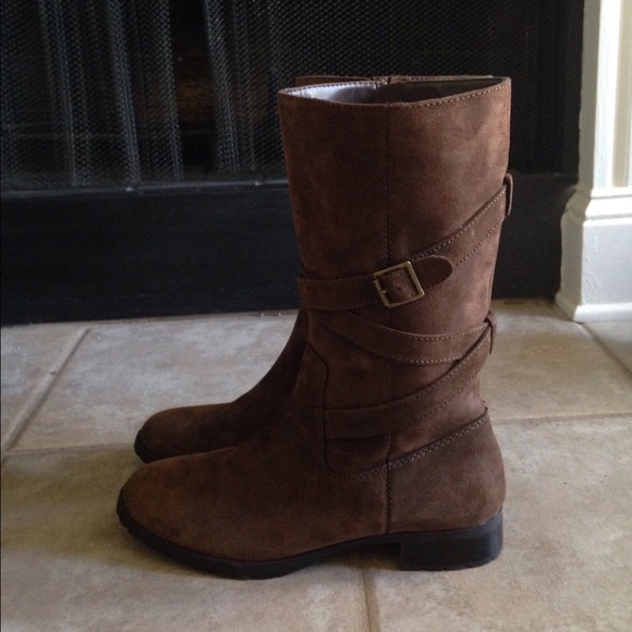 Lauren Ralph Lauren Brown Suede Rider Boots Size10 - Picture 2 of 4