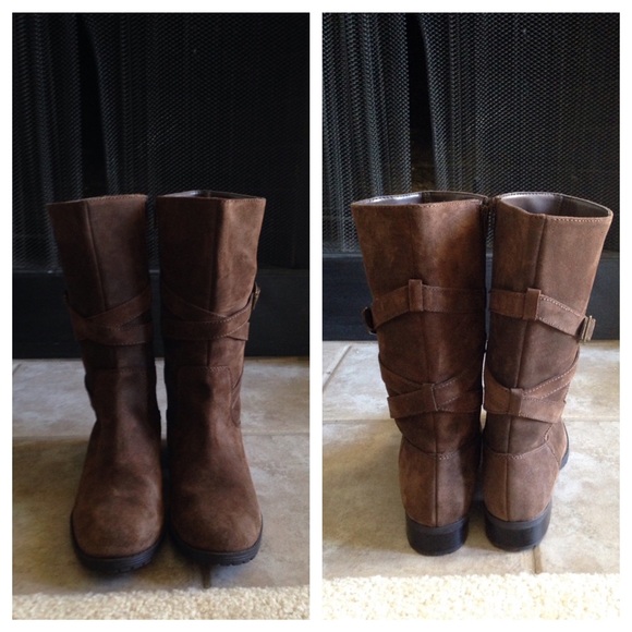 Lauren Ralph Lauren Brown Suede Rider Boots Size10 - Picture 3 of 4