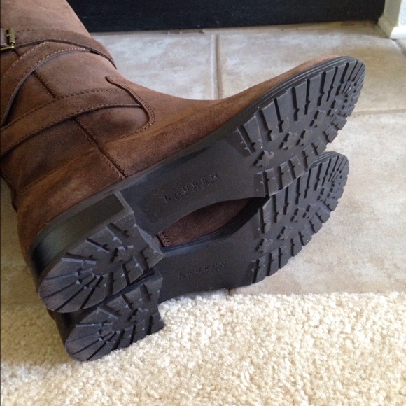 Lauren Ralph Lauren Brown Suede Rider Boots Size10 - Picture 4 of 4