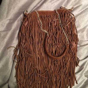 Cross body fringe hobo