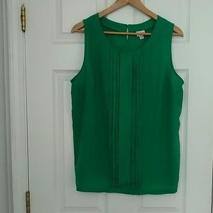 Vibrant green, pleated sheath blouse