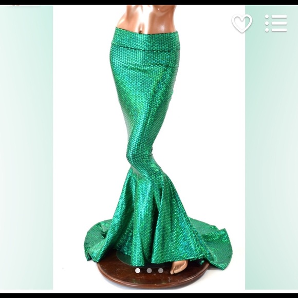 Metallic Mermaid Skirt with Puddle Train.