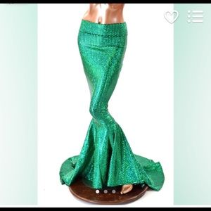 Metallic Mermaid Skirt with Puddle Train.