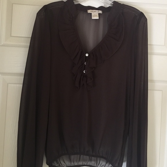 Sheer brown blouse with front stones