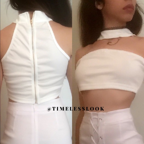 Strapless choker edgy crop top - Picture 2 of 3