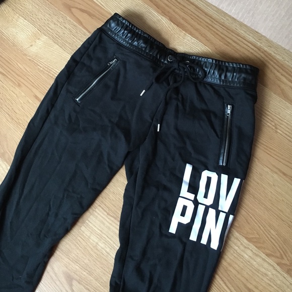 Victoria secret pink leather sweatpants