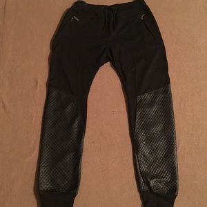 Black Joggers with Leather Detail on Legs