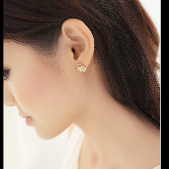 18 k gold plated bag heel earrings - Picture 2 of 2