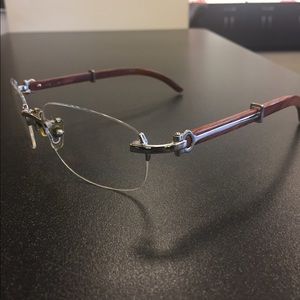 Cartier glasses wood frame with platinum