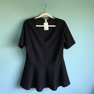 NWT H&M Black Peplum Top