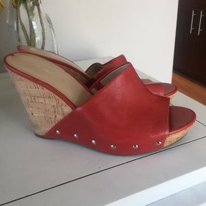 Red Via Spiga wedge slides